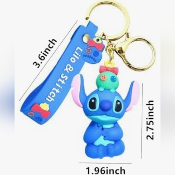 Lilo and Stitch Silicone Stitch and Scrump Keychain in Blue Multi and Gold NWT - Picture 4 of 4